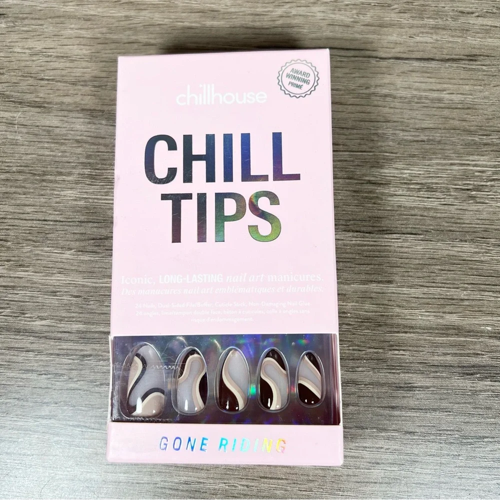 Chill Tips Gone Riding Neutral Browns Short Almond Press On Nails